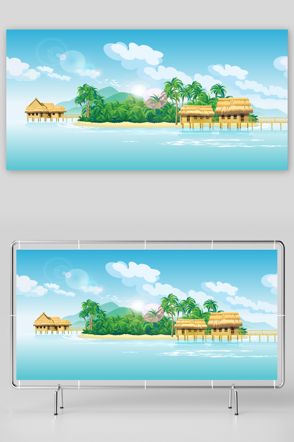 热带水上小屋风景素材
