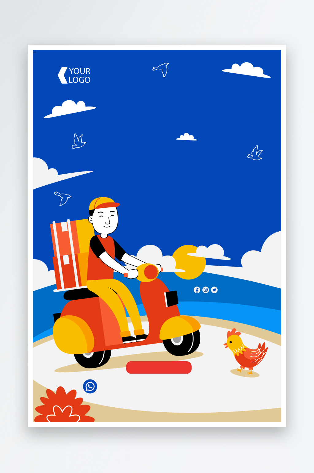 外卖物流矢量扁平风插画素材