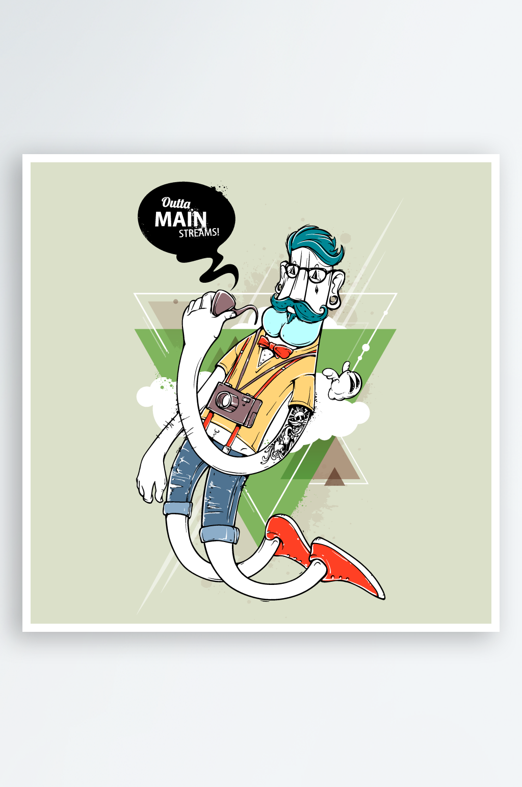 手绘涂鸦潮流时尚男士插画素材