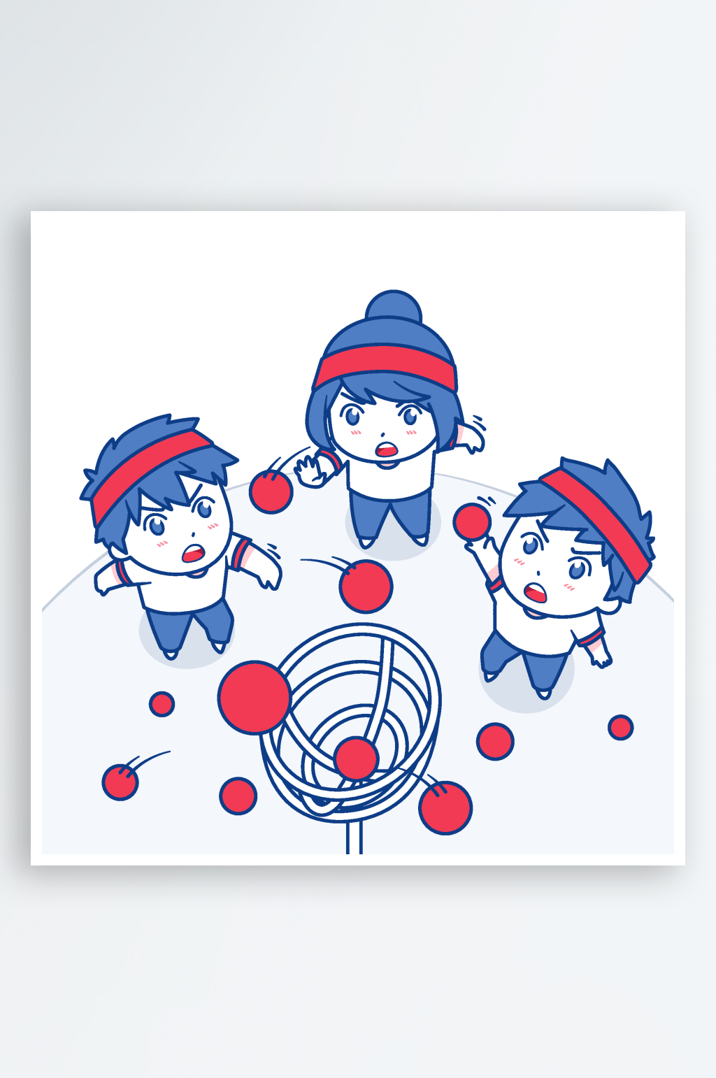 卡通幼儿投皮球矢量插画素材