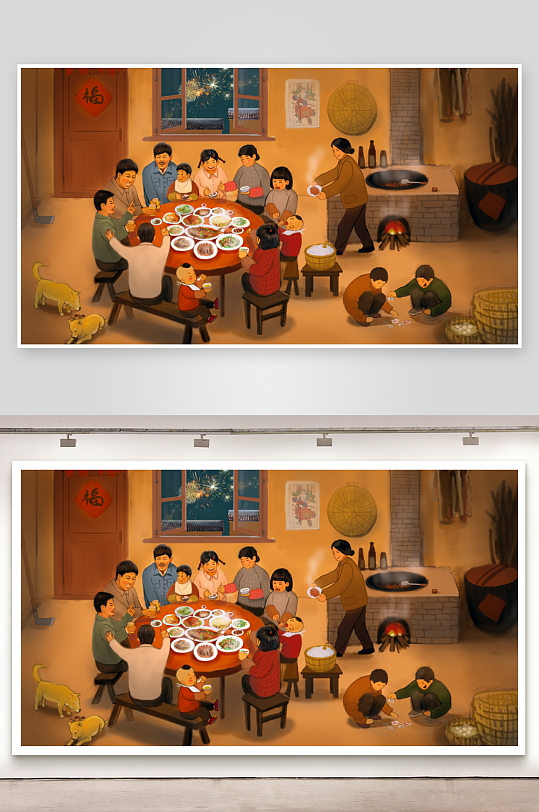 家人团聚一家人吃饭温馨画面过年聚餐