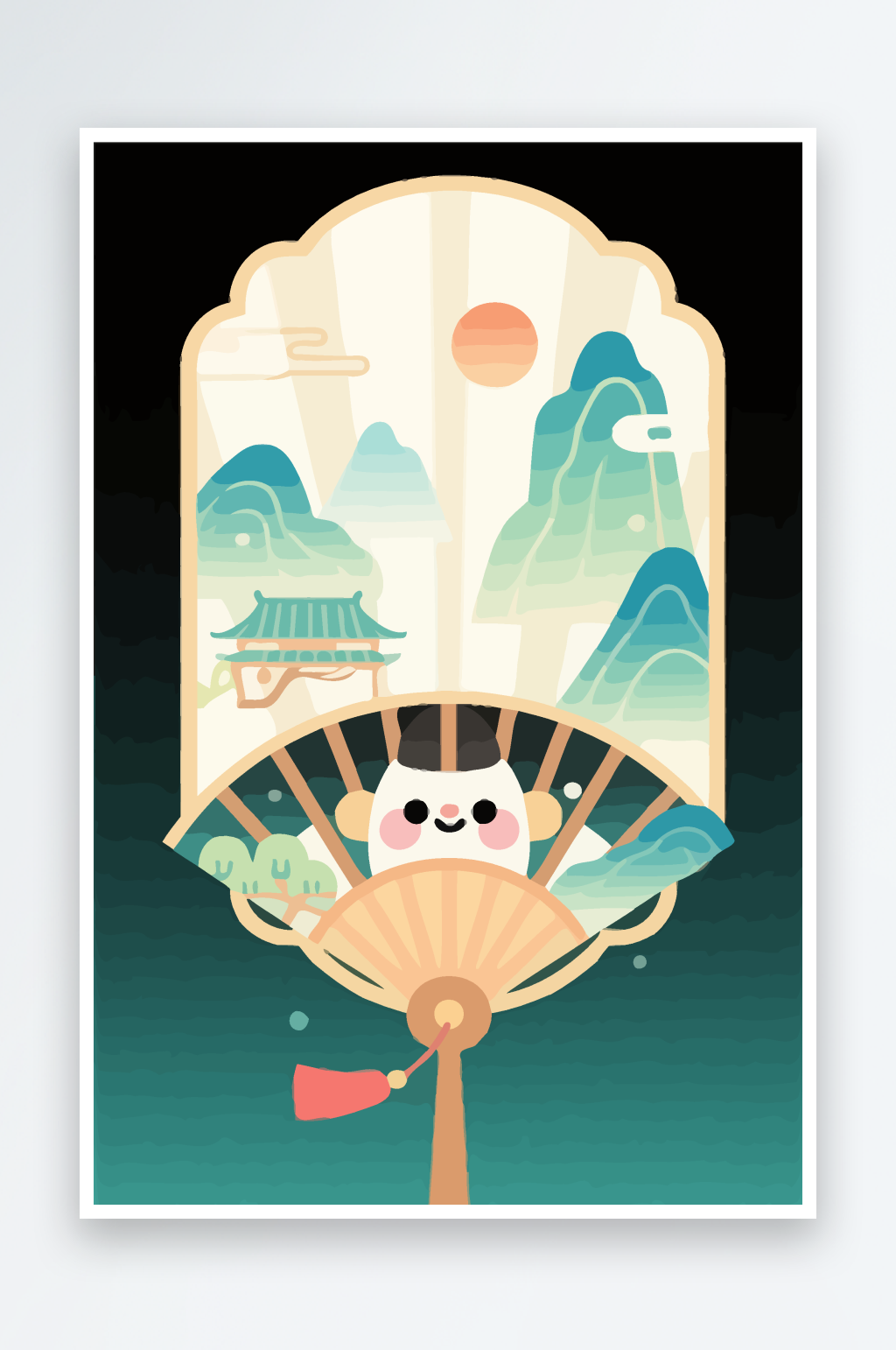 扇子头像图形矢量插画素材