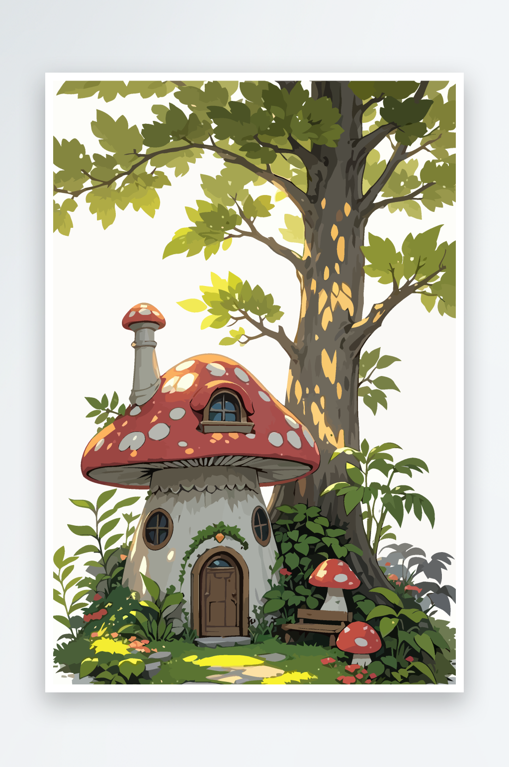蘑菇屋矢量插画图形素材