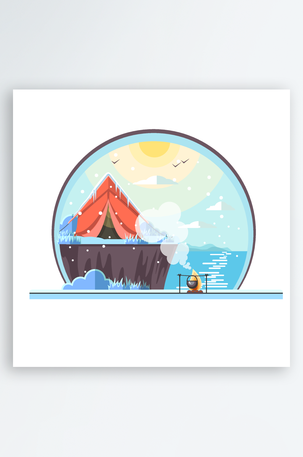 悬崖边的露营风景素材
