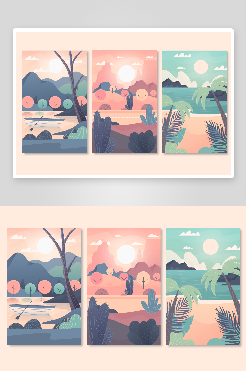 三幅唯美自然風(fēng)景插畫素材