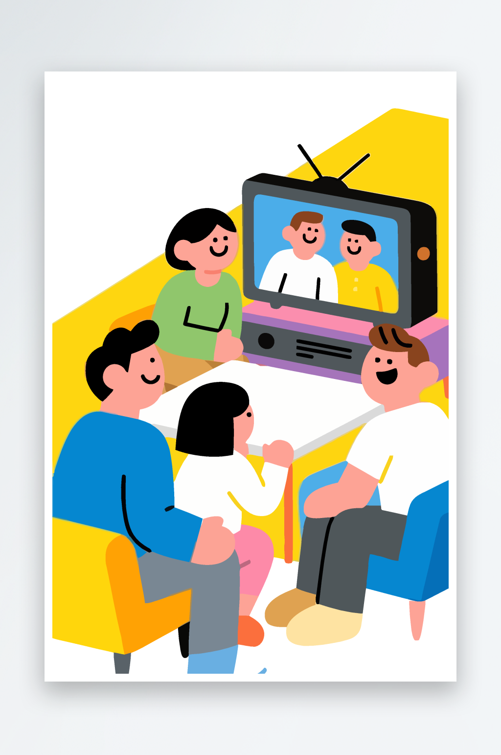 看电视图形头插画像矢量素材