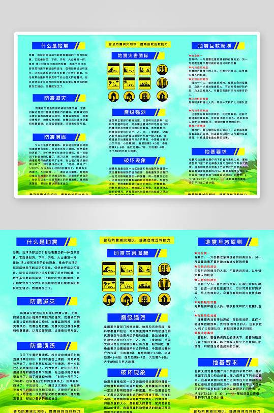 地震防震救灾常识科普知识宣传单-众图网