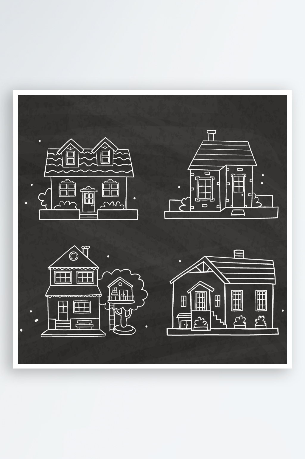 手绘风格房屋建筑插画素材