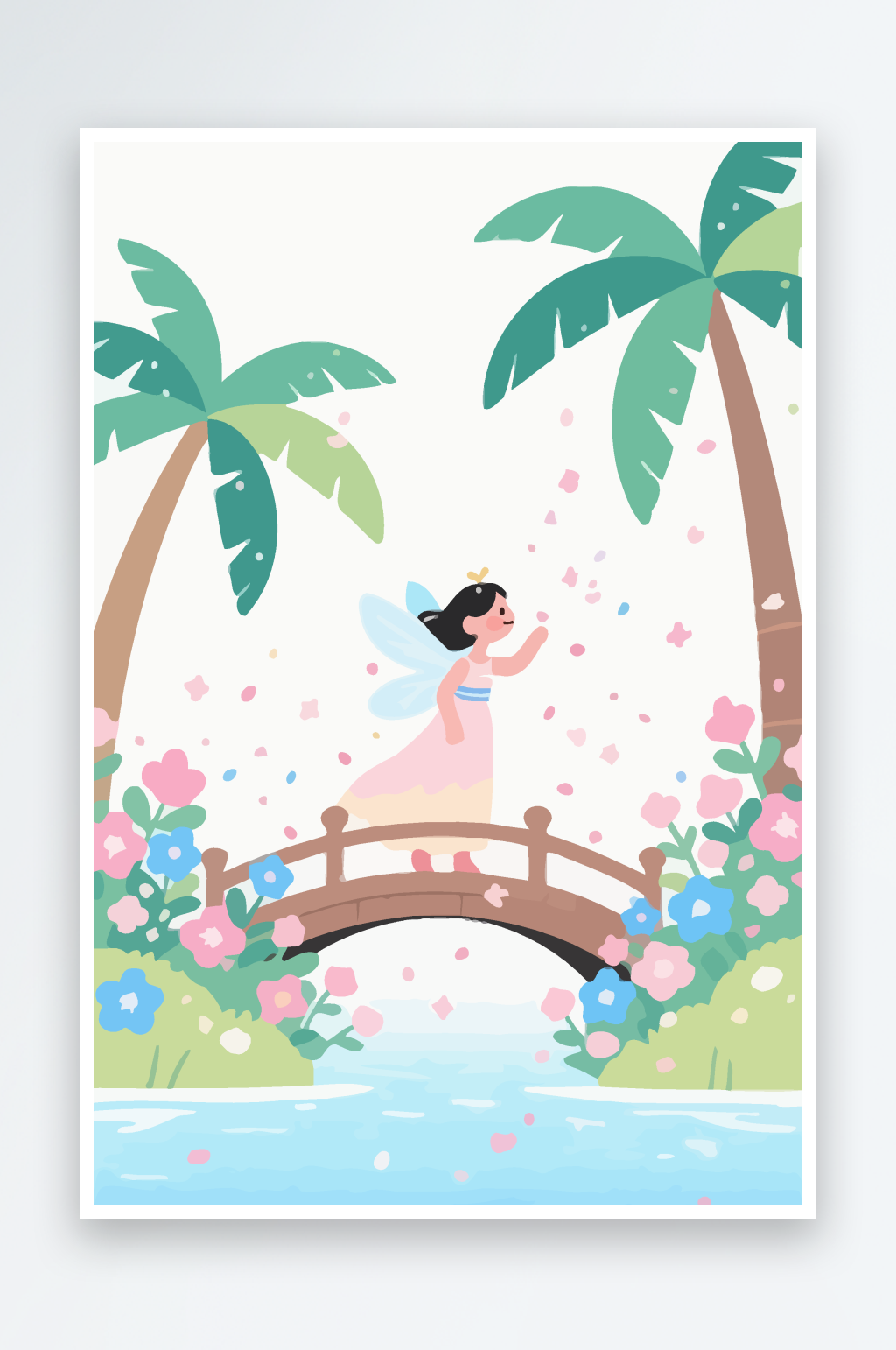 精灵女孩天使矢量插画图形元素素材