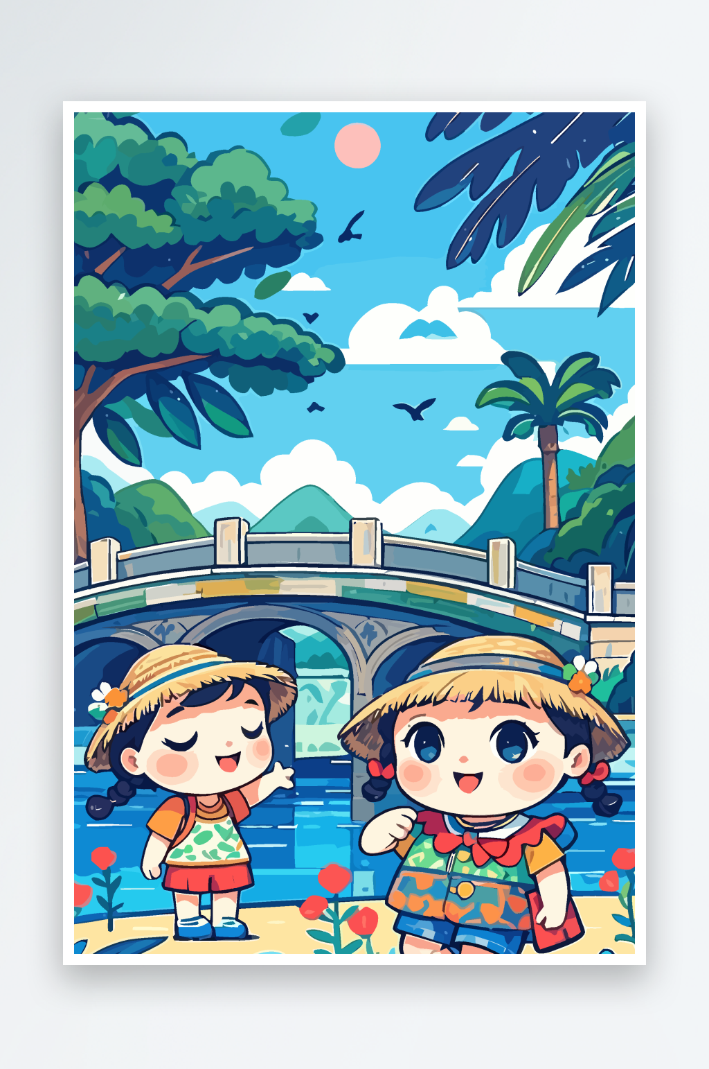 儿童孩童小孩女孩女童矢量插画图形素材