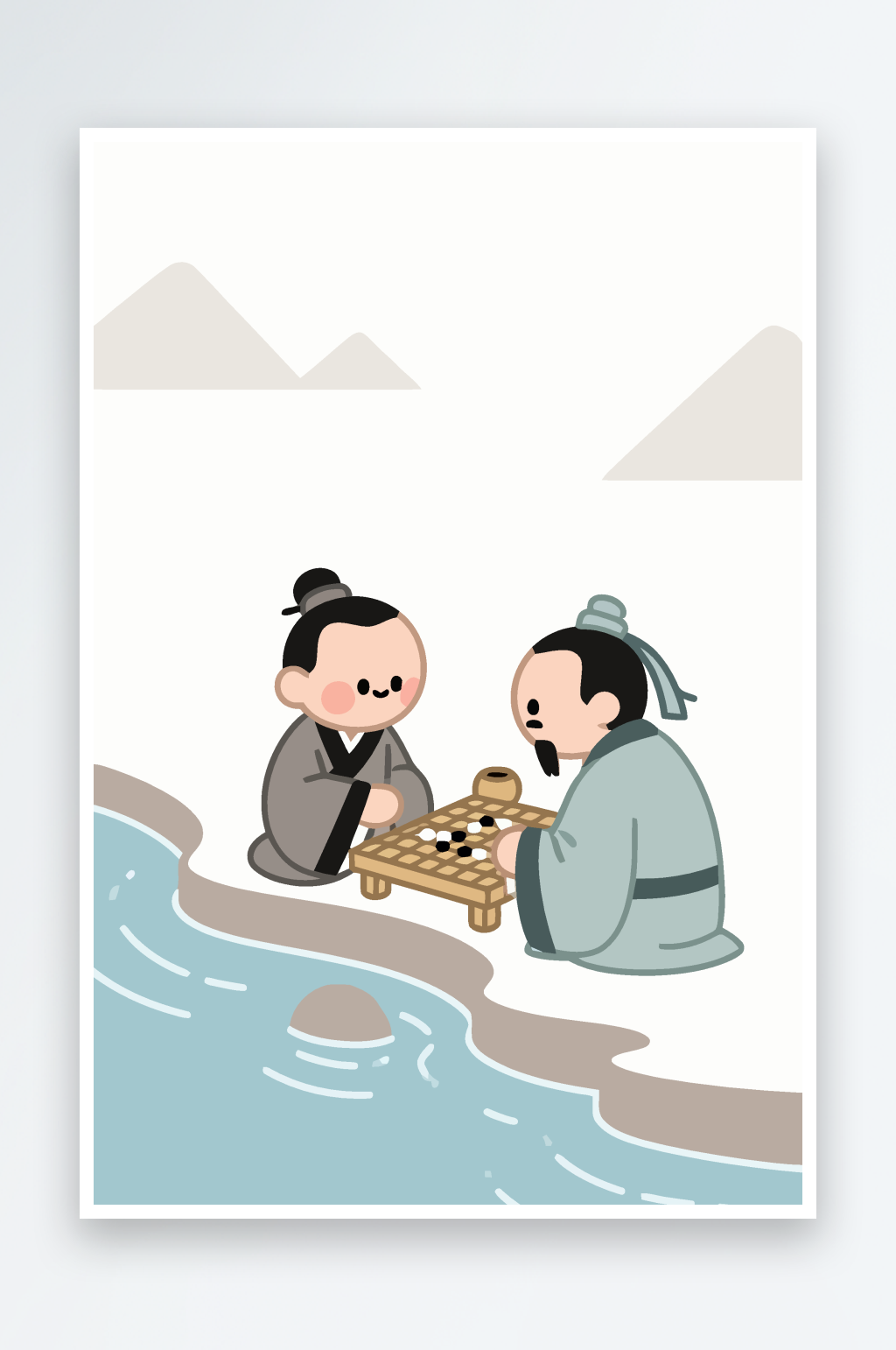 围棋Q版图案矢量插图元素素材