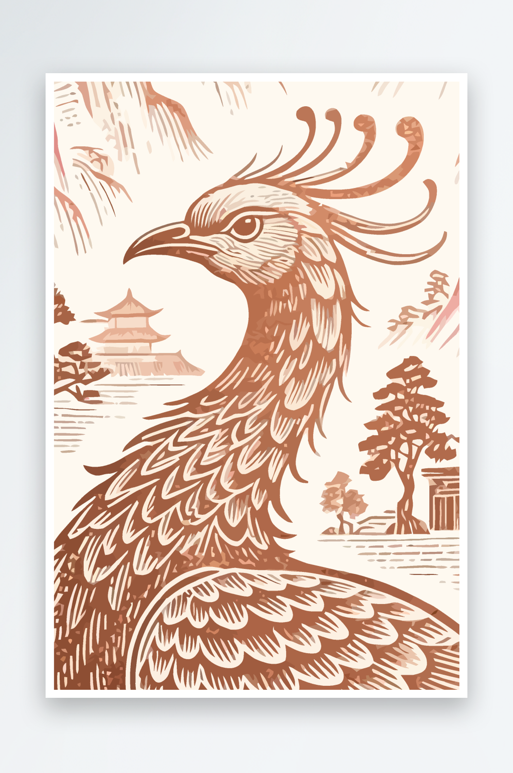 凤凰飞禽鸟类矢量插画图形元素素材