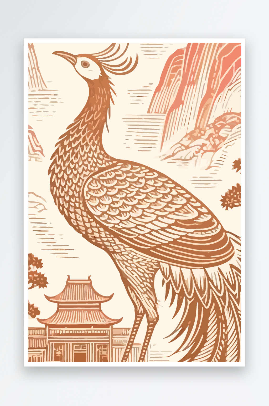 凤凰飞禽鸟类矢量插画素材