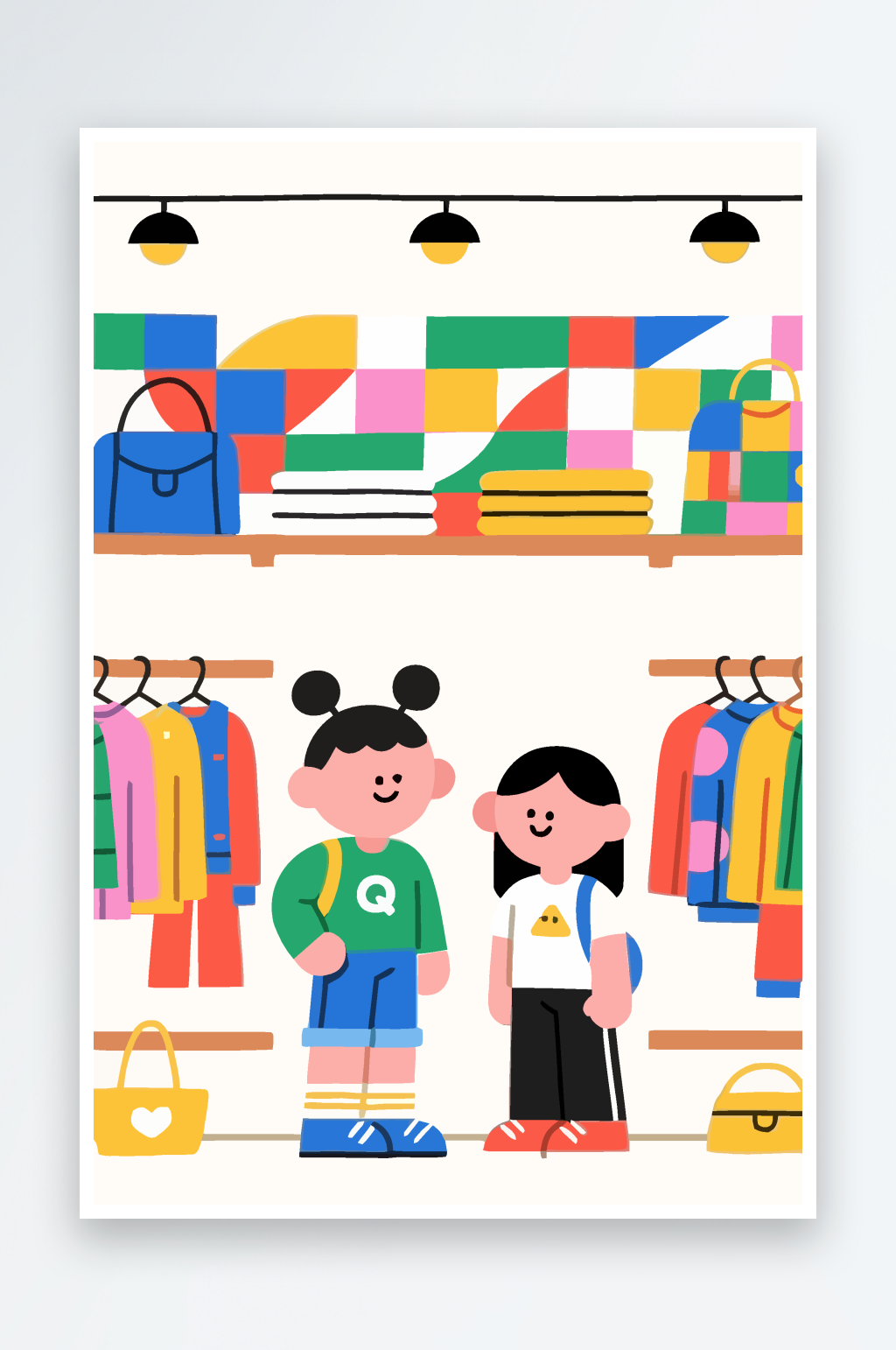 时尚服装店Q版插画插图矢量图形素材