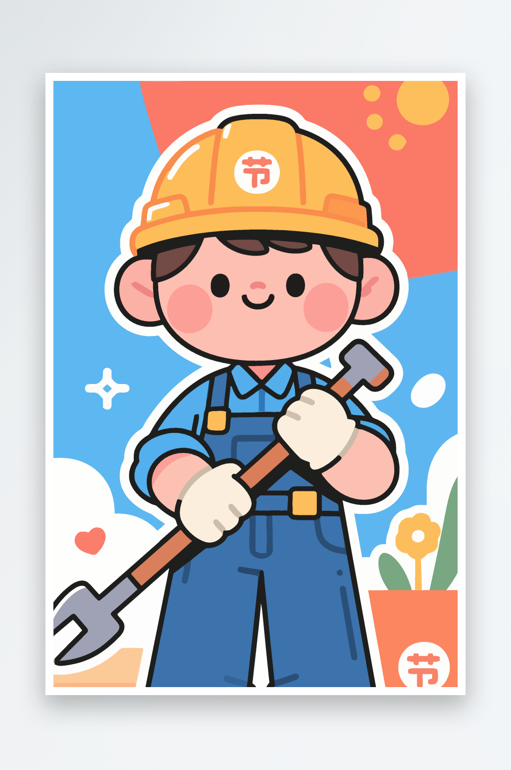 五一節(jié)Q版插畫插圖矢量圖形素材