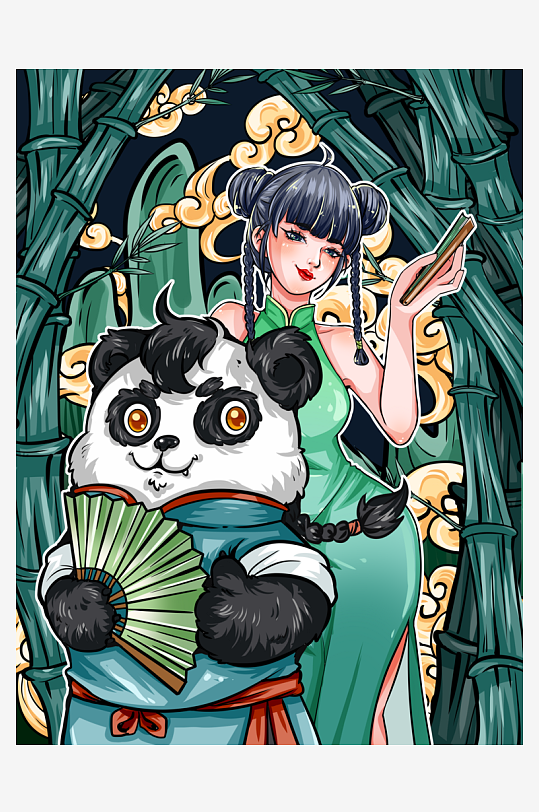 國(guó)潮風(fēng)彩色熊貓手機(jī)殼設(shè)計(jì)