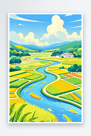 稻田Q版矢量插图扁化插画素材下载-众图网