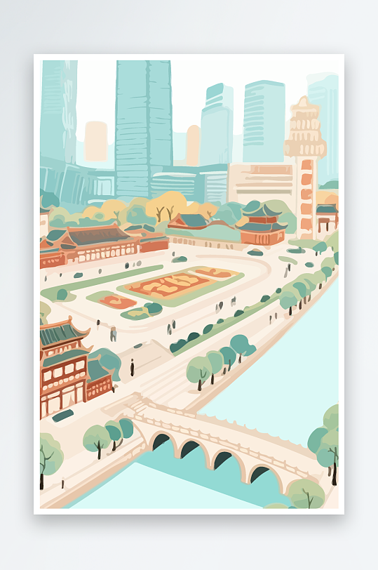成都建筑矢量插畫圖形