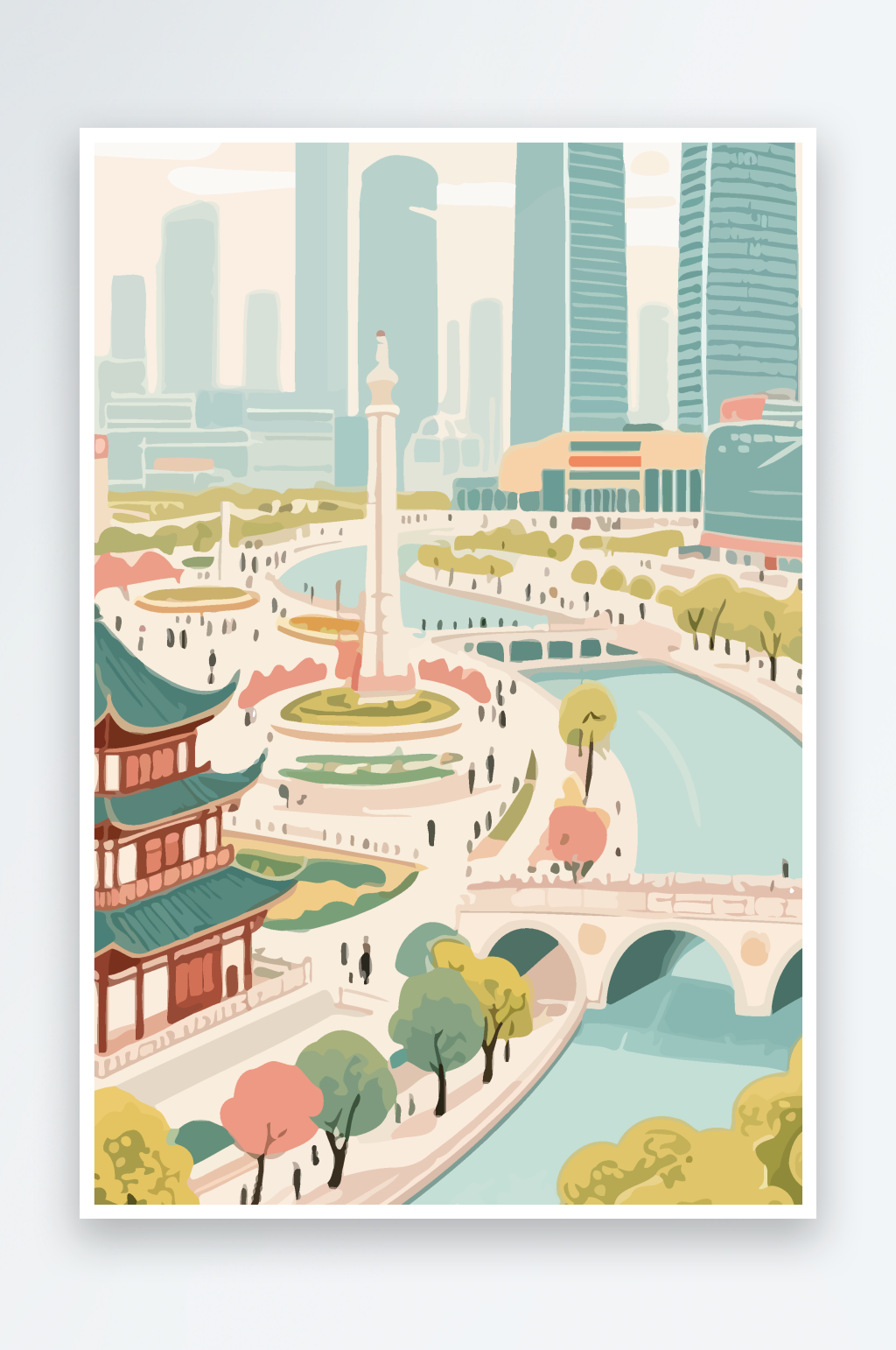 成都建筑矢量插画图形元素素材