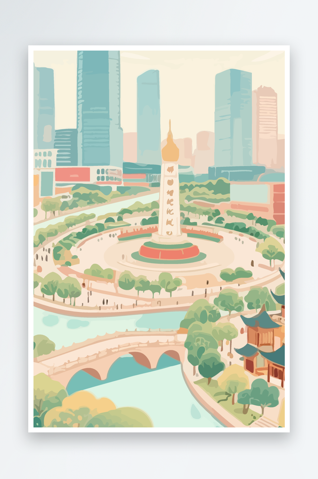 成都建筑矢量插画图形元素素材