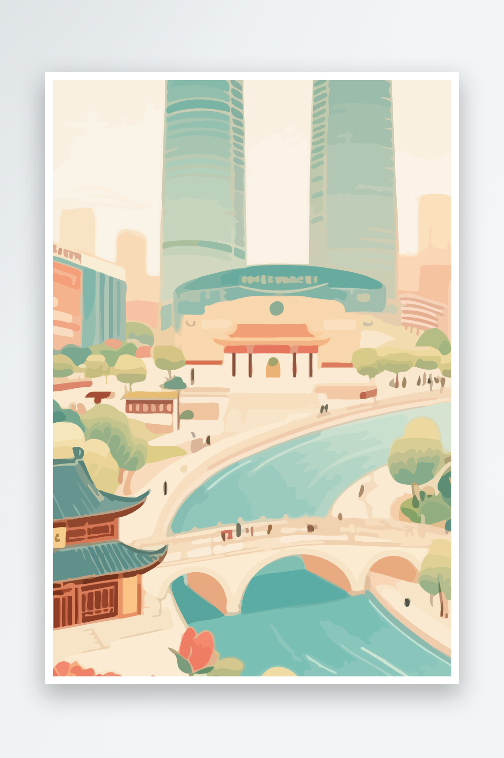 成都建筑矢量插画图形元素素材