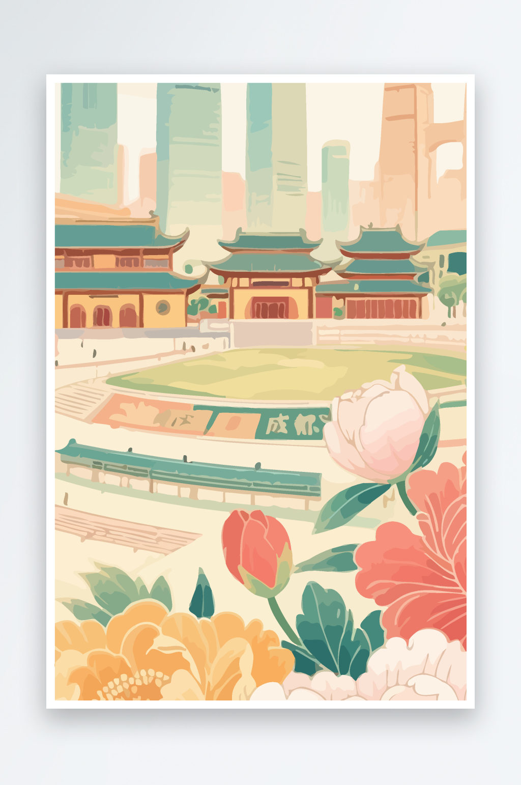 成都建筑矢量插画图形元素素材