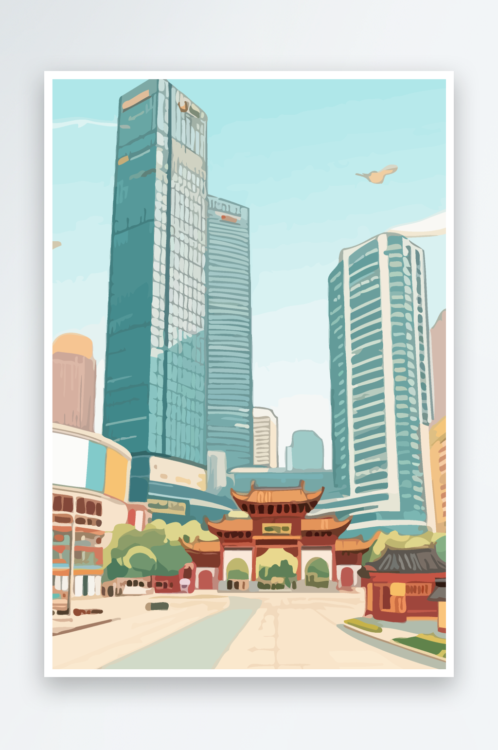 成都建筑矢量插画图形元素素材