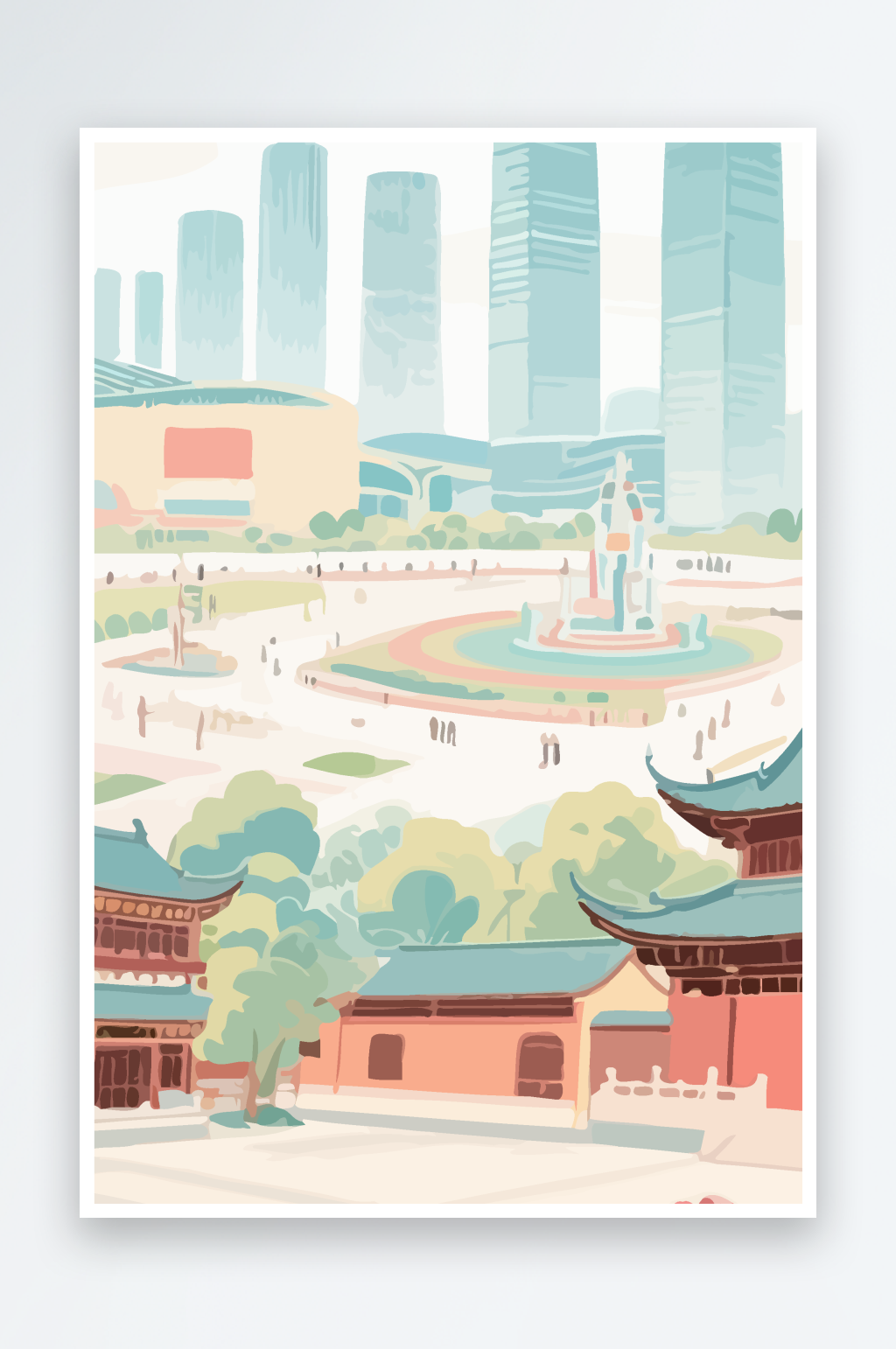 成都建筑矢量插画图形元素素材