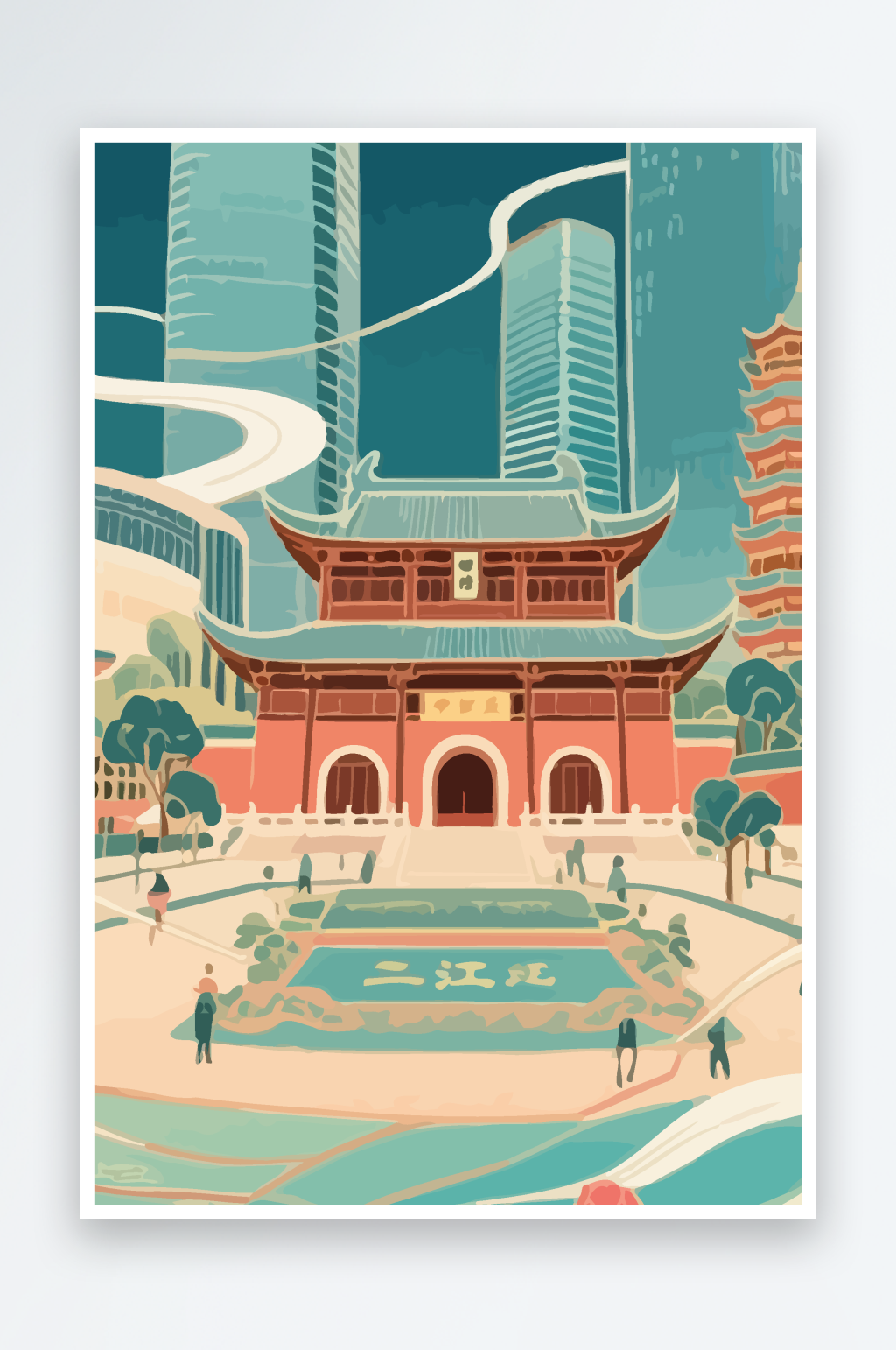 成都建筑矢量插画图形元素素材