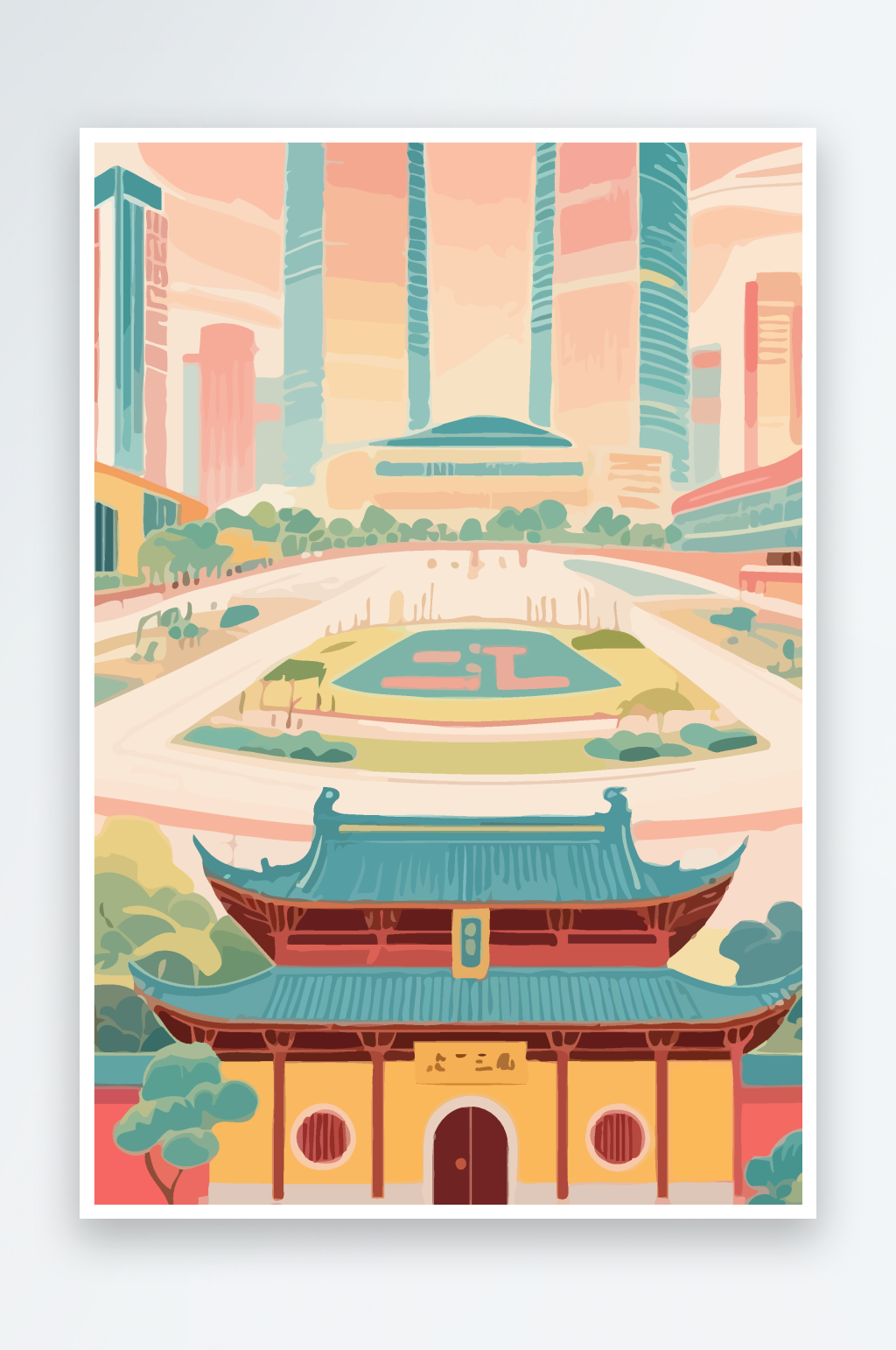 成都建筑矢量插画图形元素素材