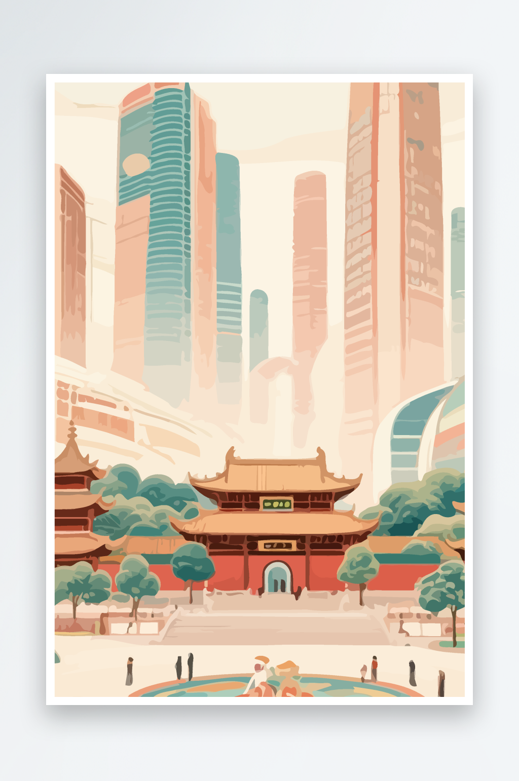 成都建筑矢量插画图形元素素材