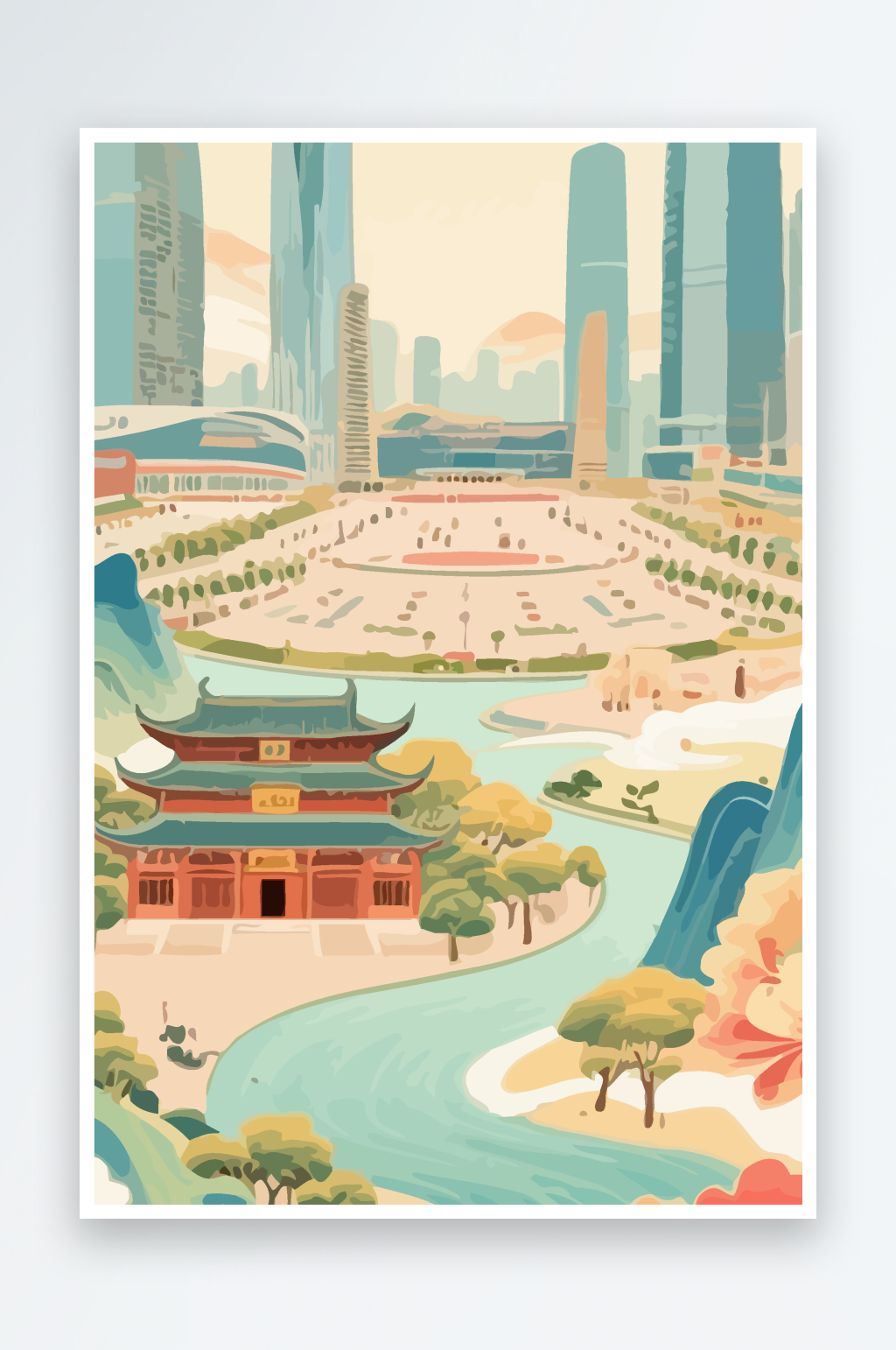 成都建筑矢量插畫(huà)圖形素材