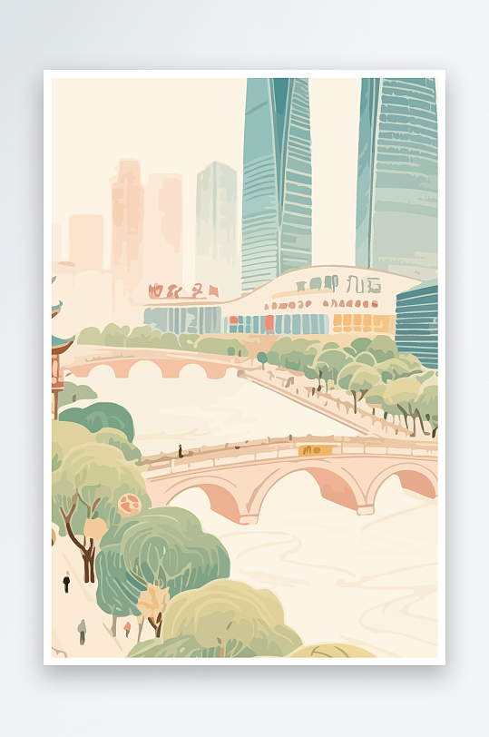 成都建筑矢量插画图形元素