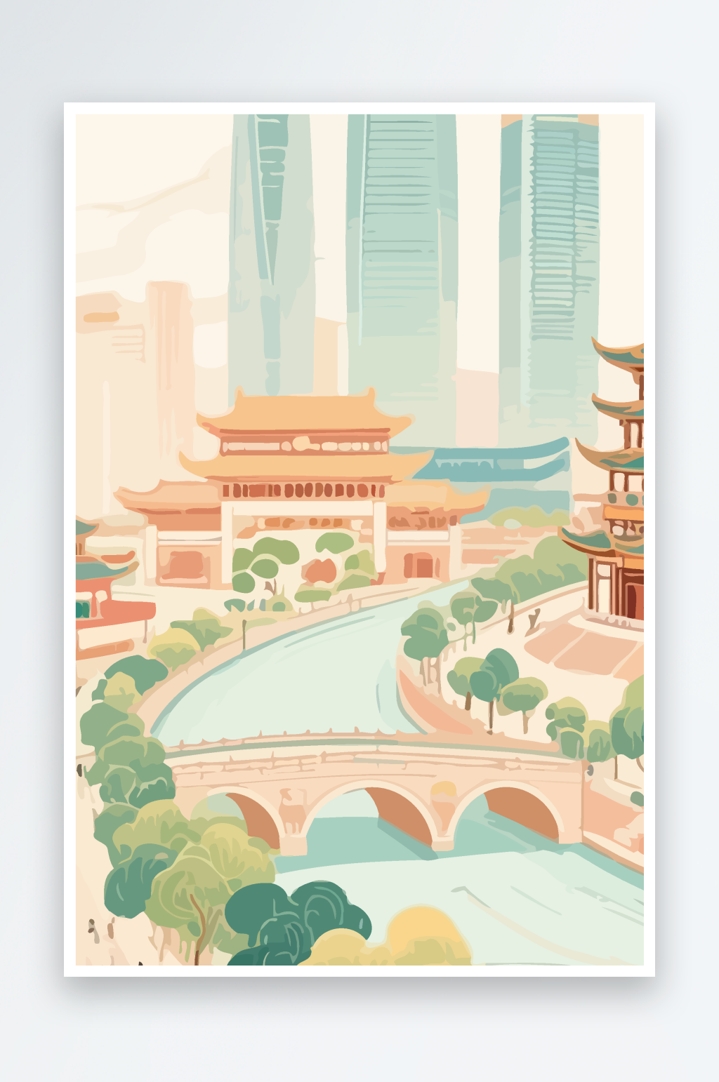 成都建筑矢量插画图形元素素材