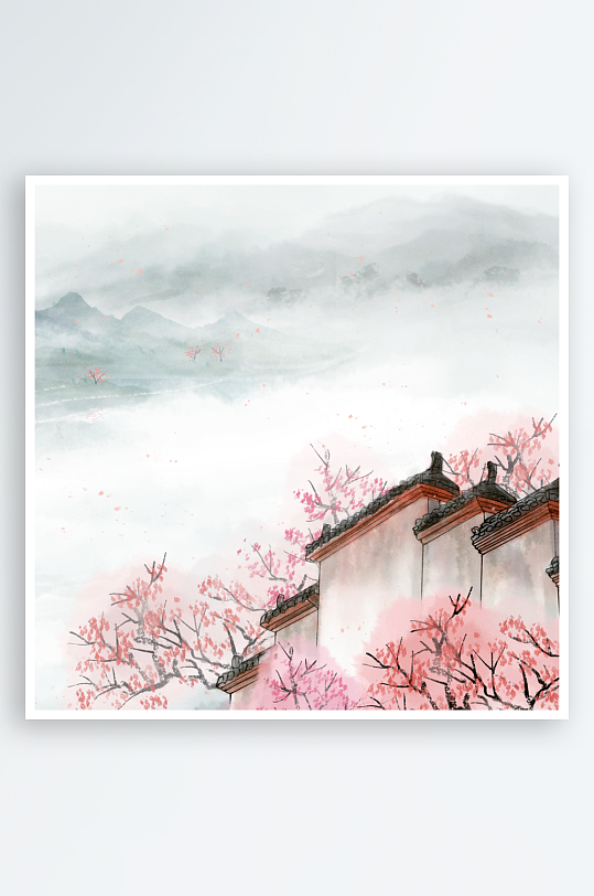 水墨风景画装饰画-众图网