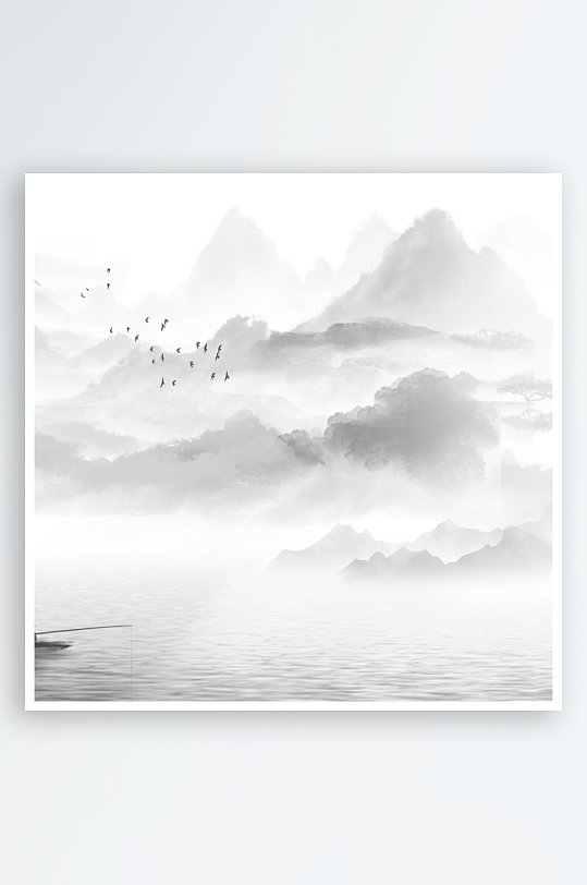 水墨风景画装饰画-众图网