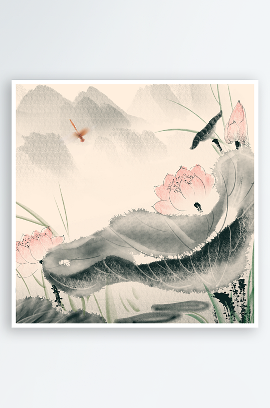 水墨风景画中式装饰画挂画-众图网