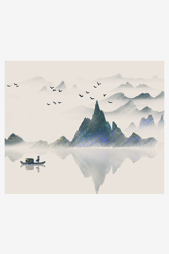 水墨风景画中式装饰画挂画-众图网