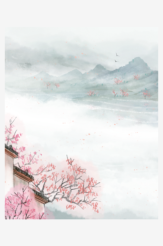 水墨风景画中式装饰画挂画-众图网