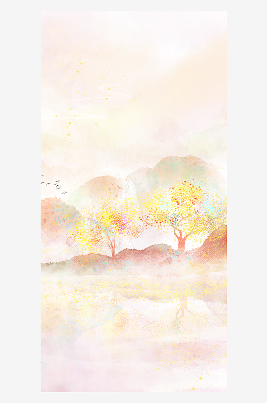 水墨山水风景画装饰画-众图网