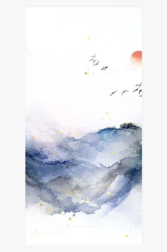 水墨山水风景画装饰画-众图网