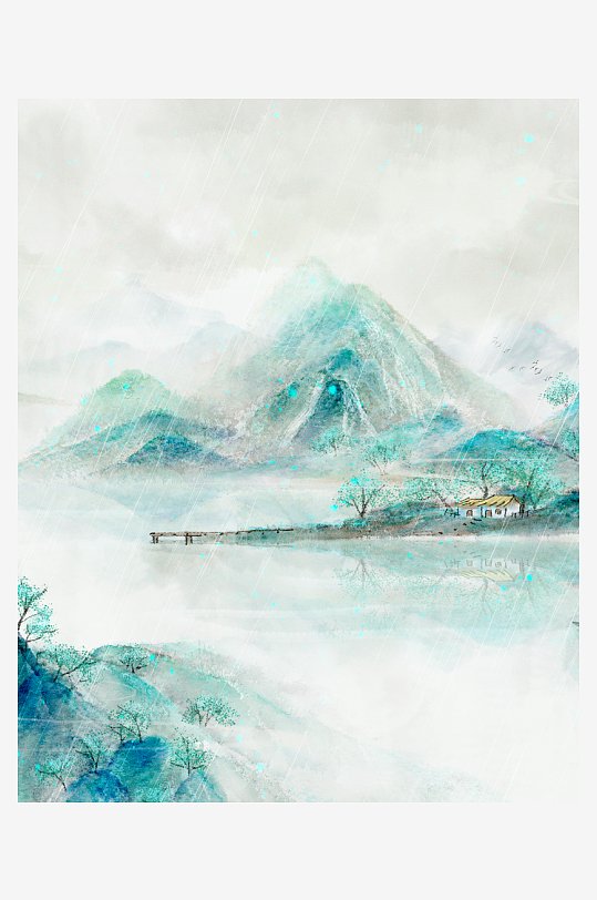 水墨山水风景画装饰画-众图网