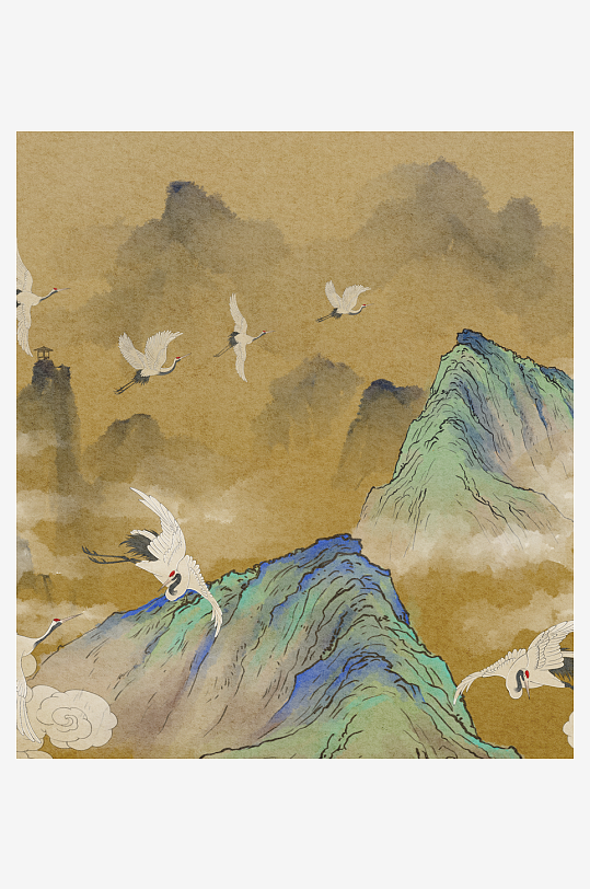 水墨山水风景画装饰画-众图网