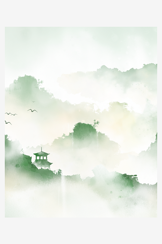 水墨山水风景画装饰画-众图网