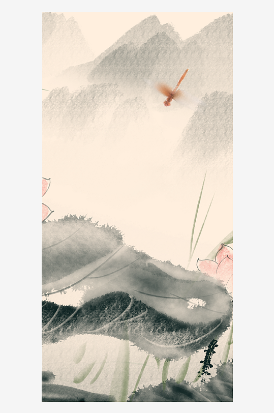 水墨山水风景画装饰画-众图网