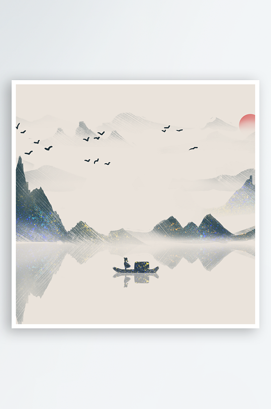 水墨山水风景画装饰画-众图网