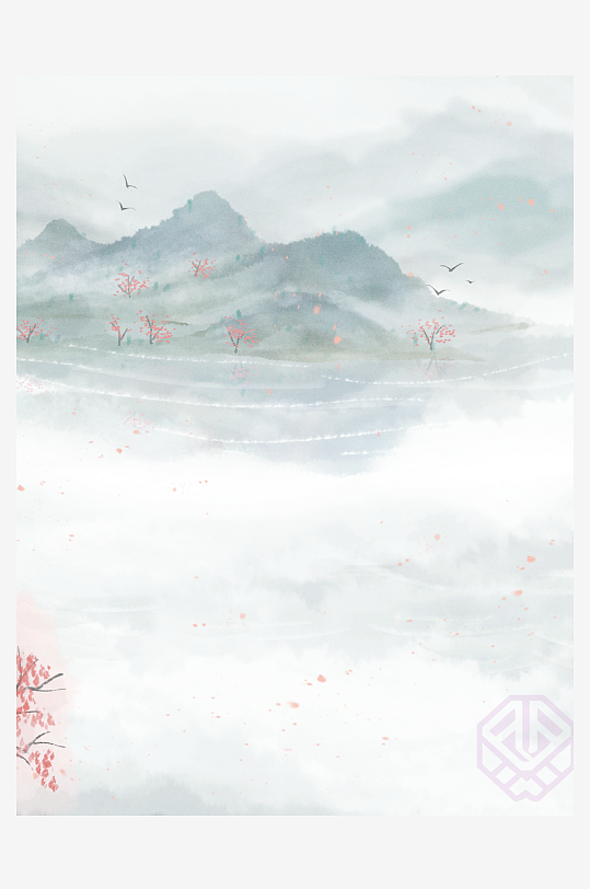 水墨风景画中式装饰画-众图网