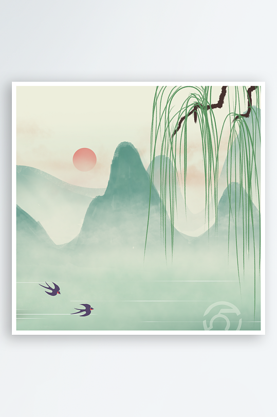 水墨风景画装饰画-众图网