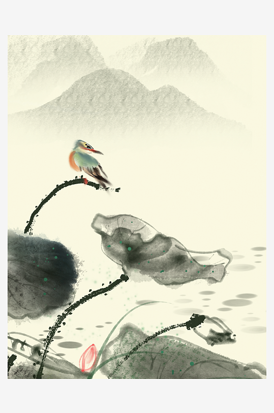 水墨风景画装饰画-众图网