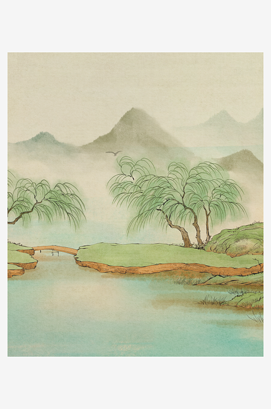 水墨风景画装饰画图片素材-众图网
